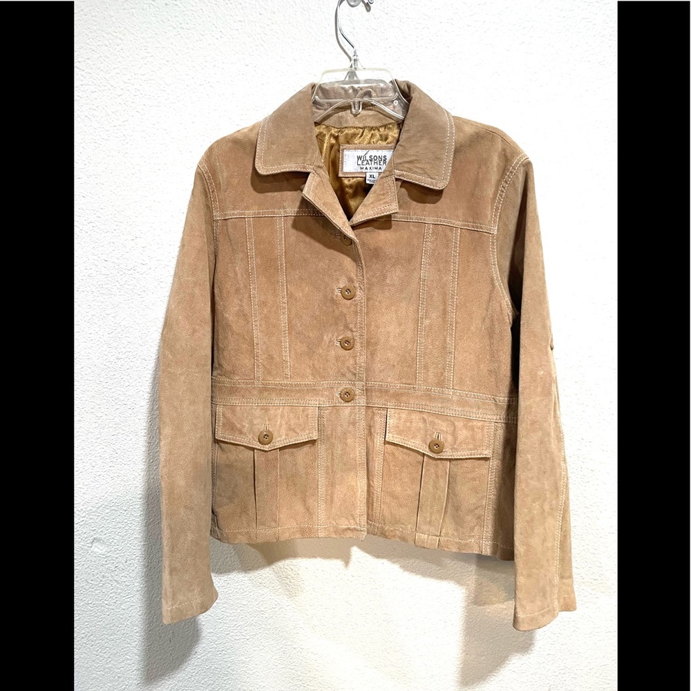 WILSON LEATHER MAXIMA light tan suede leather jacket XL